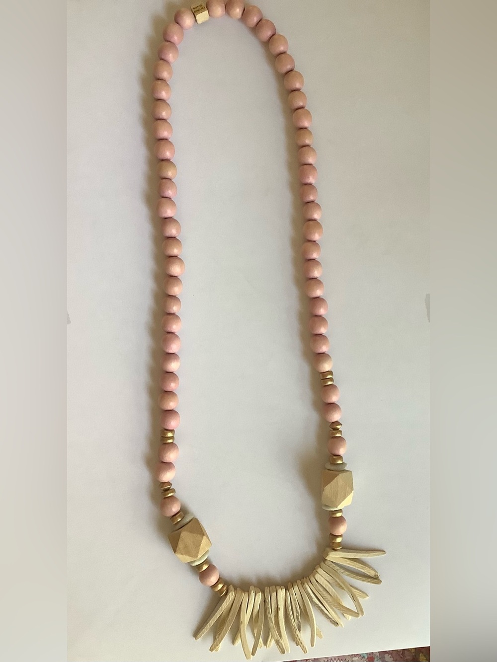 Carolina Strung Women’s Pink Beaded Statement Necklace with Gold Accents